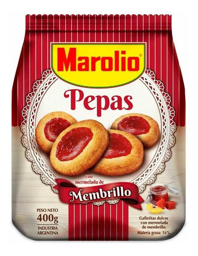 Pack X 36 Unid. Galletitas  Pepas 400 Gr Marolio Galletitas