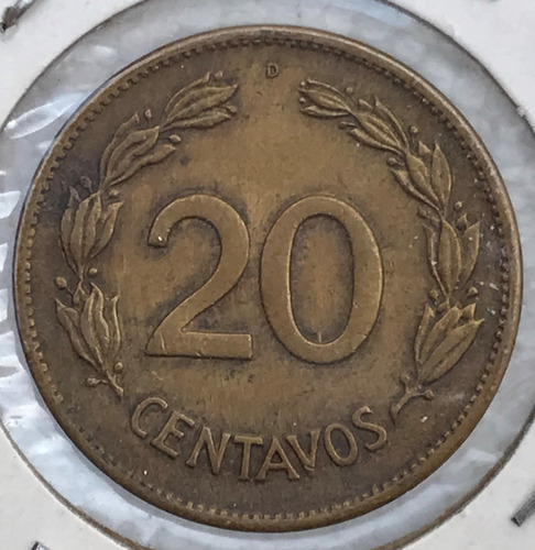 * Ecuador. 20 Centavos De 1944 D. Km # 77.1a