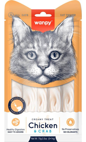 Wanpy Creamy Pollo Y Cangrejo Para Gatos - 5 Tubos