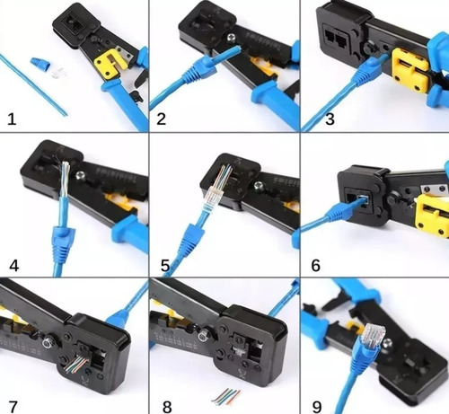Crimpeadora Rj45 +50 Conectores Cat6 22cm Par Trenzado