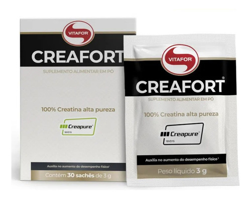 Creatina Creapure Creafort Vitafor Monohidratada 100% Sabor Natural 30 saches de 3g