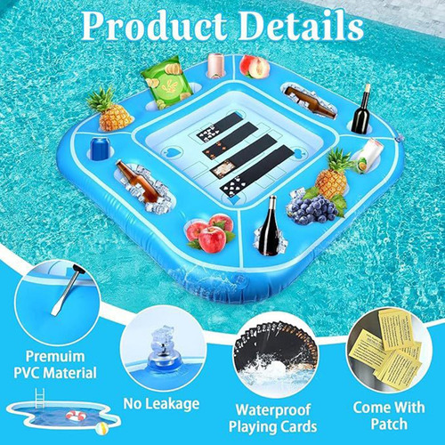 Mesa Flotante Para Juegos De Piscina Portavasos Y Soporte In