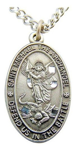 Colgante Ovalado De Medalla De San Miguel Con Peltre De 1