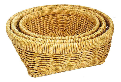 Cesta De Comida Apilable, Cesta De Mimbre De Imitación, S