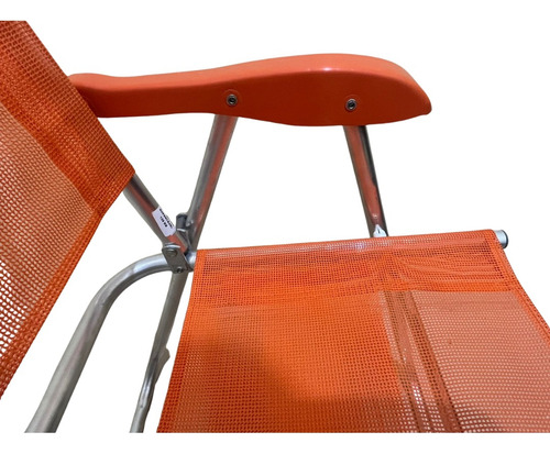 Cadeira De Praia Alta Sanete Encosto Alto Aluminio Ronchetti Cor Laranja