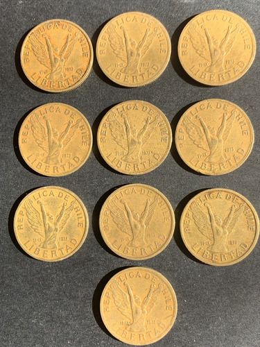 Lote 10 Pesos Chilenos 80s Ángel De La Libertad (Usado)