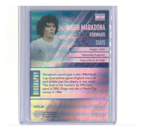Diego Maradona Carta Futera Unique Refracción De Plata Diego Maradona Futera Unique 2018 (Usado)