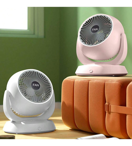Ventilador Aire De Escritorio Cargo Usb De La Oficina Y Casa Cantidad De Aspas 3 Estructura Rosa Aspas Gris Diámetro 3 Frecuencia 50 Material De Las Aspas Plástico