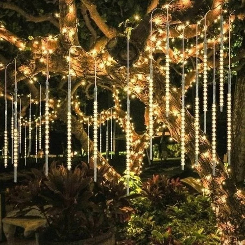 Luces Led Guirnalda Lluvia Meteoro Navidad Blanco Calido