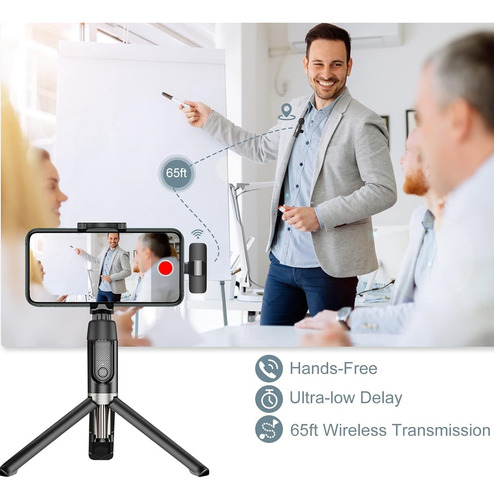 1 Mini Micrófono Inalámbrico Para Celular Tipo C Cor Negro