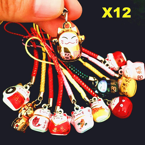 Eatingbiting 12 Llaveros Con Forma De Gato Y Maneki Neko Con