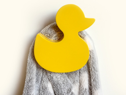 Perchero Individual De Pared Infantil, Patito, Laqueado Mate