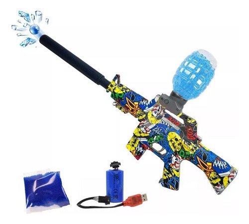Ametralladora Juguete Balas Hidrogel Silenciador Automatica Verde. Azul. Amarillo O Segun Disponibilidad De Stock