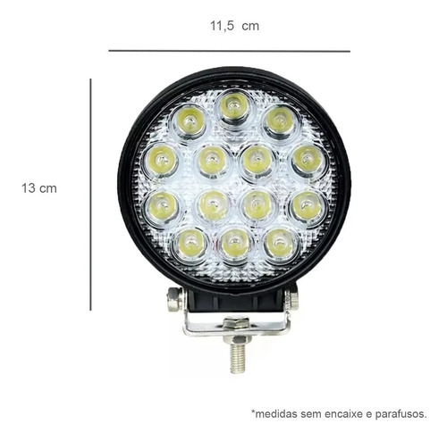 10x Farol De Milha 14 Led 42w 12v/24v Redondo Off-road 6000k