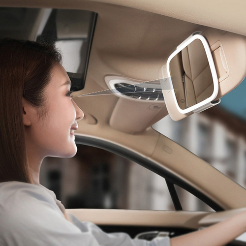 Espejo Parasol Para Coche Con Luces Led Maquillaje Sombrilla