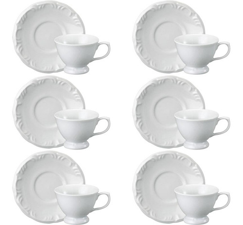 6 Xícaras Chá E 6 Café C/pires Pomerode  Porcelana Schmidt