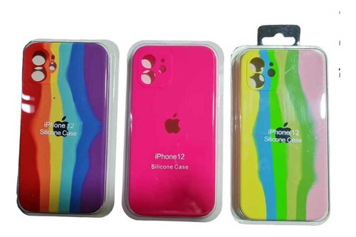 Funda De Silicona Líquida Arco Iris Para iPhone 12 