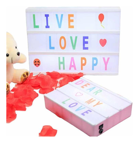 Letrero Caja Luz Led Light Box Pizarra Letras Y Emojis 