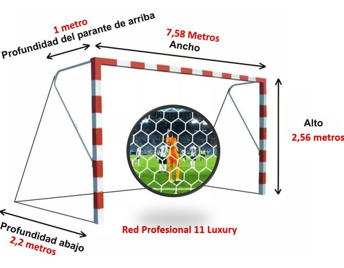 Imagen 4 de 9 de 2 X Red Arco Futbol Net 11 Profesional Medida Oficial Luxury