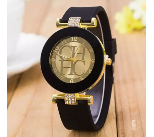 Relógio Femenino Casual Chic Dourado Strass Luxo Barato Ch