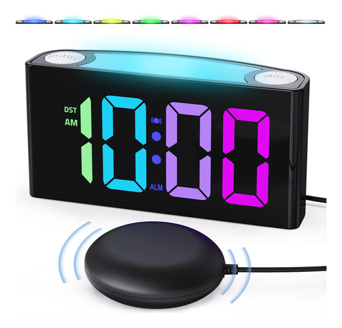 Reloj Vibrador Rgb Para Dormitorio Reloj Digital Con Vibra