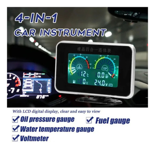 Medidor De Presión De Aceite Y Voltaje Lcd Para Coche 4 En 1