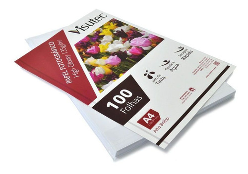 Papel Fotográfico Glossy A4 135gr - Com 100 Folhas Visutec Cor Branco