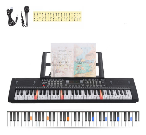 Teclado Piano Musicales Digital De 61 Teclas Con Micrófono