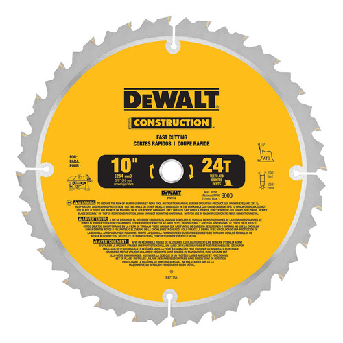 Disco De Sierra Ingletadora Dewalt 24 Dientes 10 Pulgadas