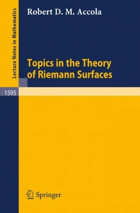 Libro Topics In The Theory Of Riemann Surfaces - Robert D...