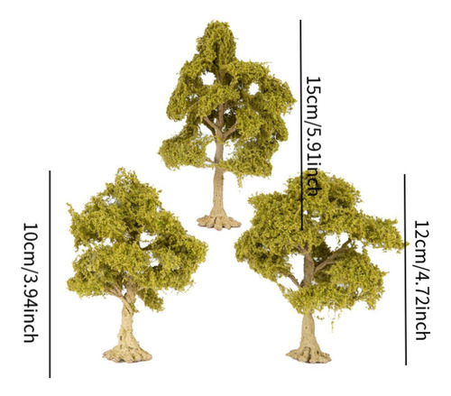 3pcs Paisagem Árvore Miniatura Mini Árvore Caducifólia