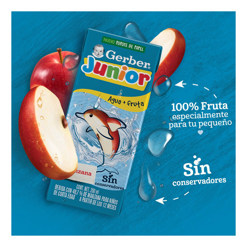 Pack X20 Jugo Gerber Junior Etapa 4 Sabor Manzana 200 Ml C/u