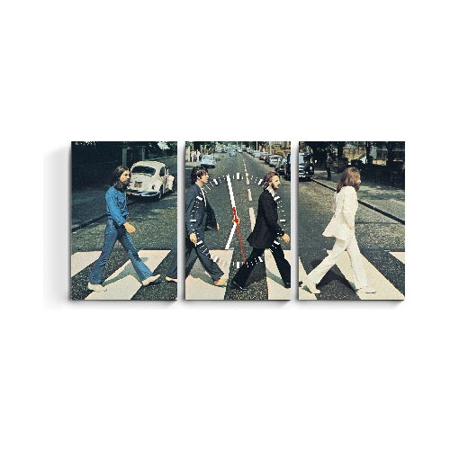 Cuadro Triptico Reloj De Pared The Beatles Rock Abbey Road