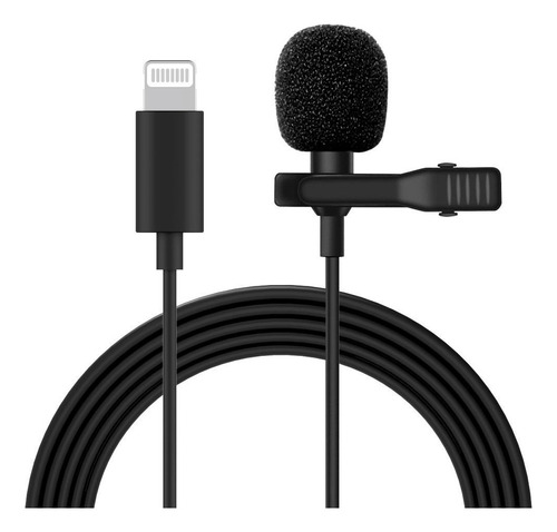 Microfono Corbatero Para iPhone Lighting iPad Lavalier Color Negro
