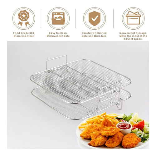 Estante Para Freidora De Aire De 2 Capas, Rejilla Apilable,