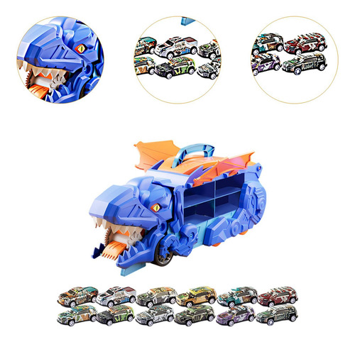 Coches Devoradores De Dinosaurios Con Pista Con 12 Carros