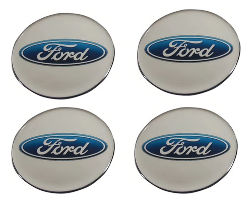 Kit Adesivos Emblema Resinado Roda Compatível Ford 68mm Cl5 Cor CROMADO