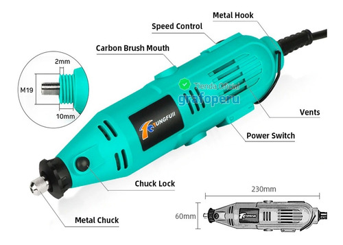 Mini Torno Micro Motor Taladro Multiproposito 130w + 227 Pcs