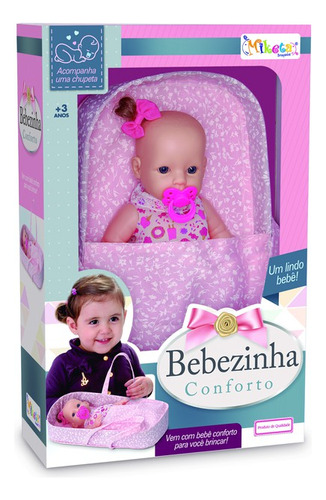 Boneca Bebezinha + Bebe Conforto Com Chupeta Miketa