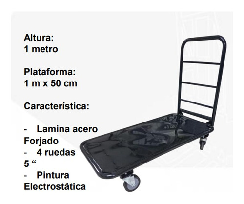 Carretilla Carrito Mini Dolly De 4 Ruedas Proa054