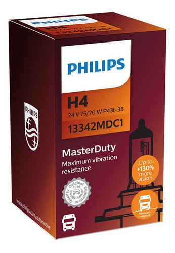 Imagen 1 de 4 de Lampara Philips H4 Masterduty Para Camión 24v 75/70w