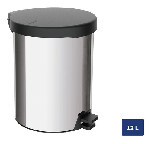 Imagen 2 de 9 de Tacho De Basura Cesto Pedal New Tramontina Acero Inox 12 Lts