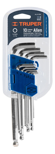 Juego Llaves Allen Punta Larga Bola 1.5 A 10 Mm Profesional