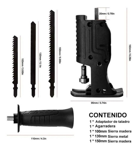 Imagen 6 de 6 de Convertidor Adaptador Para Taladro A Caladora + Sierras