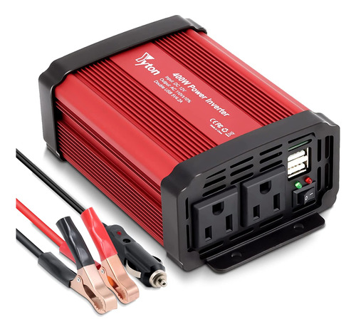 Inversor De Corriente Yyton, 400w, P/ Coche, 12v Dc A 110v