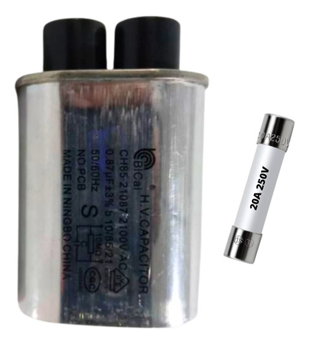 Capacitor Microondas 0.87 Uf 2100v Con Fusible 20a 250v