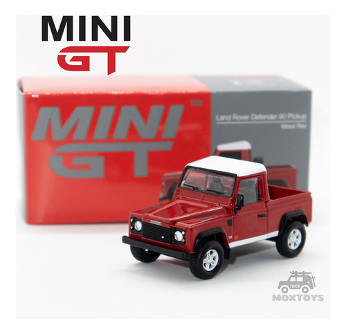 Mini Gt 1:64 Land Rover Defender 90 Pickup Masai Red Lhd