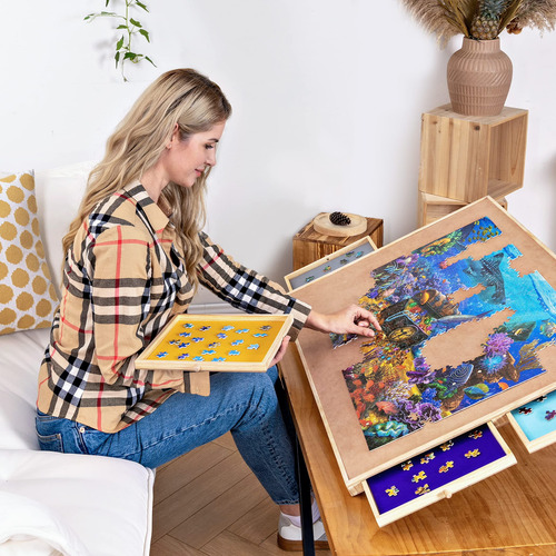 Mesa De Quebra-cabeça Becko Us, 1500 Peças, Inclinável, Com