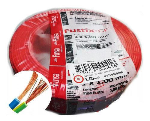 Cable Eléctrico Rojo Multifilar 1mm Rollo 100m Cobre !! Tyt