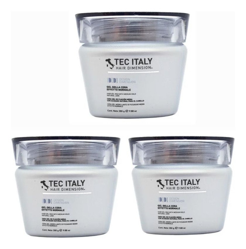 Tec Italy Desing Cera Gel Fijación Media Efecto Natural X3